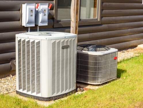 Air conditioning and heating pump outside a Dallas, GA home