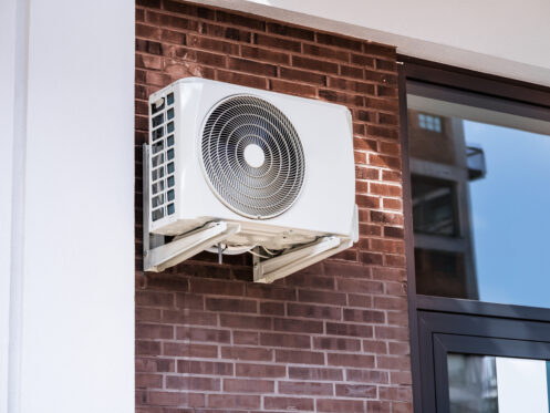 Ductless mini-split outside a Dallas, GA home
