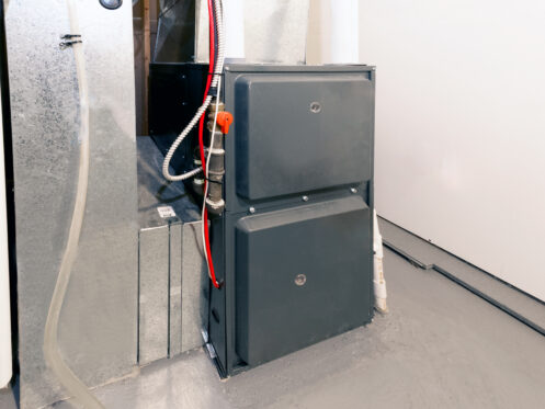 A high energy efficient home furnace installed in a basement in Dallas, GA