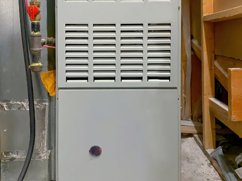 A gas furnace in an Atlanta basement
